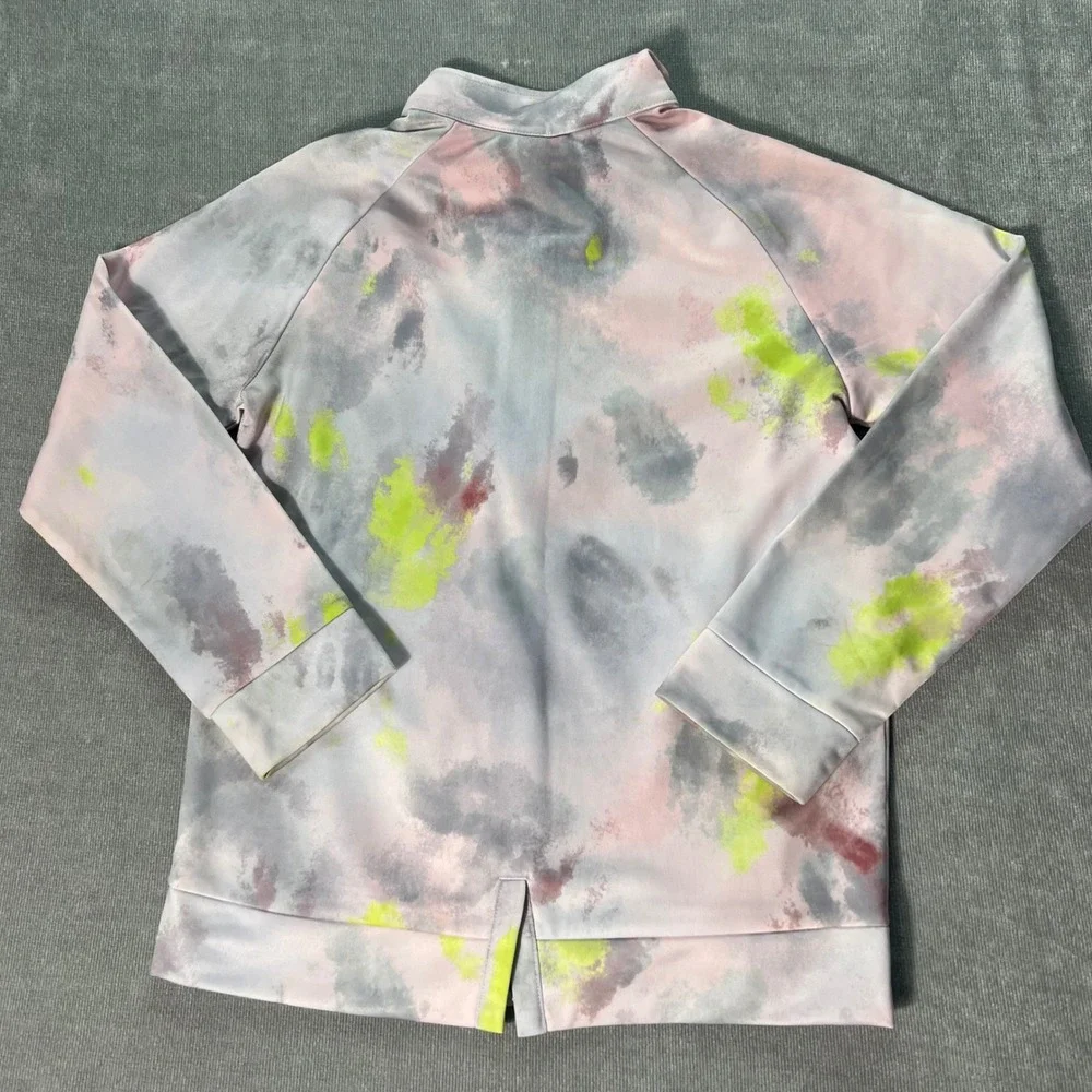 Adidas Girls Tie Dye Watercolor Track Jacket Pink Neon Yellow Grey Size‎ 14 L